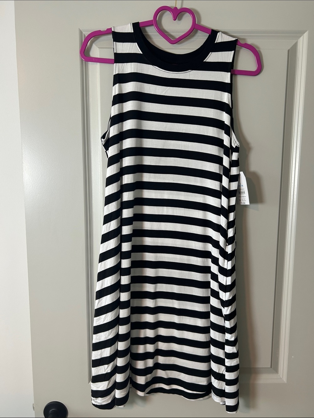 Time and Tru Black and White Striped Midi Dress
